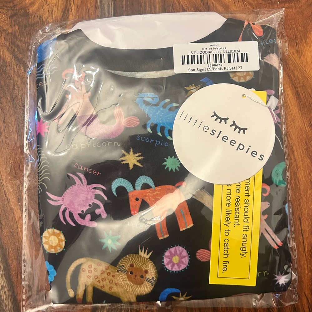 Little Sleepies Zodiac Pajama Set - Black and Multicolor